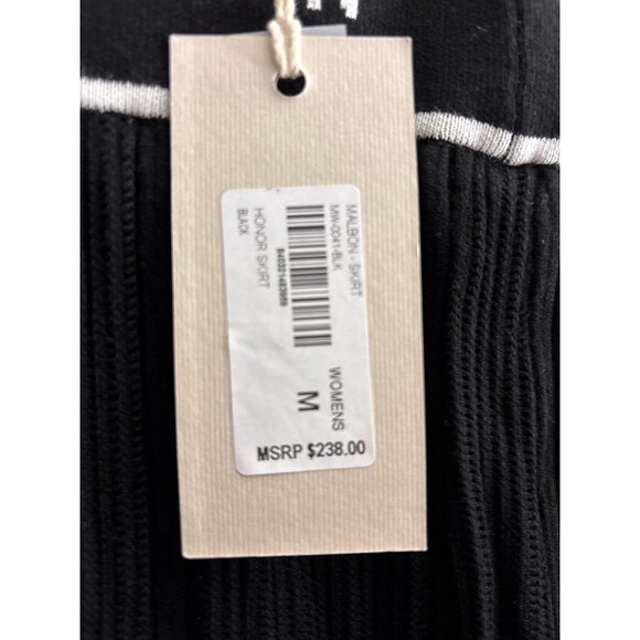 Malbon Golf Women’s Honor Skirt Black Knit Fringe Hem Logo Waistband Sz Medium - Picture 5 of 5